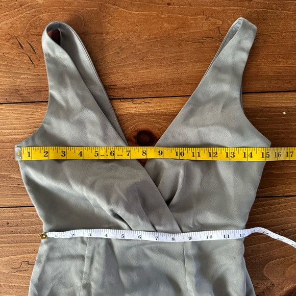 BHLDN NWT Anthropologie Piper V-Neck Side Slit Satin Gown Dress Size 0 Moss - Picture 8 of 10